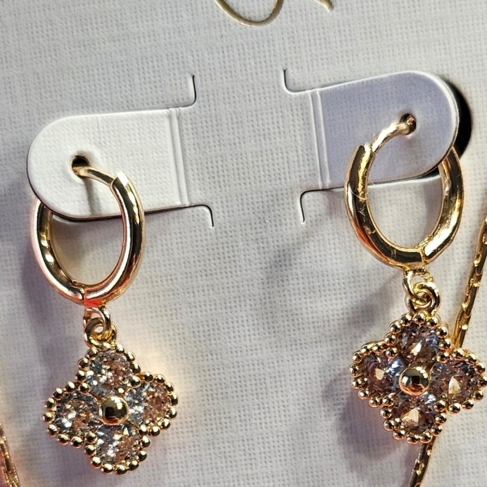 Gold and Silver Floral Earrings
